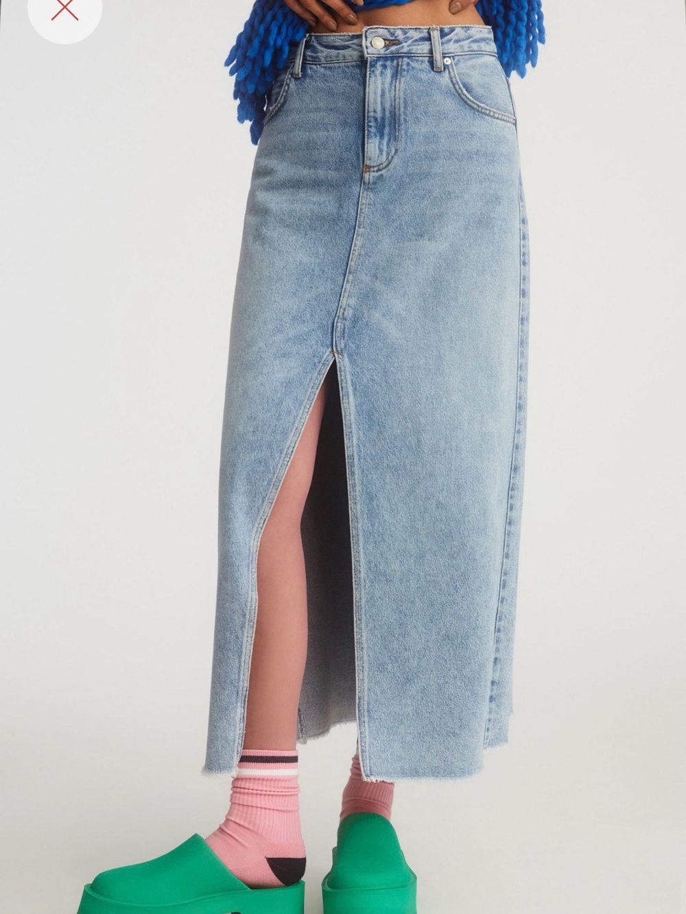 Pilcro The Madi Denim Front Slit Skirt - Picture 3 of 7